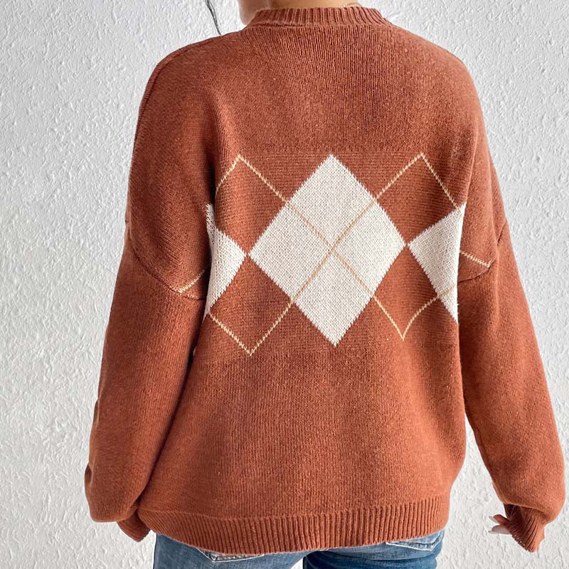 Moderner Strickpullover mit geometrischem Muster Für Frauen Mivona