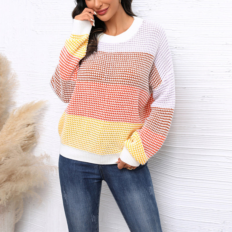 Moderner Strickpullover mit Color-Block-Design Für Frauen Mivona