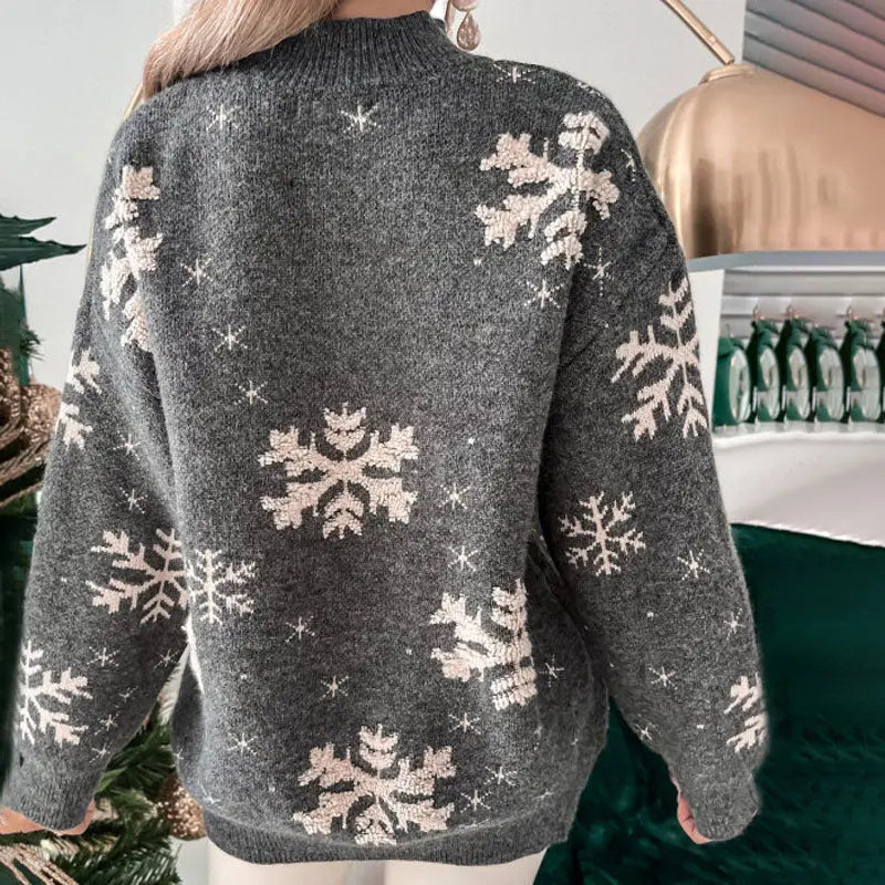 Lässiger Weihnachtspullover mit Schneeflockenmotiv Für Frauen Mivona
