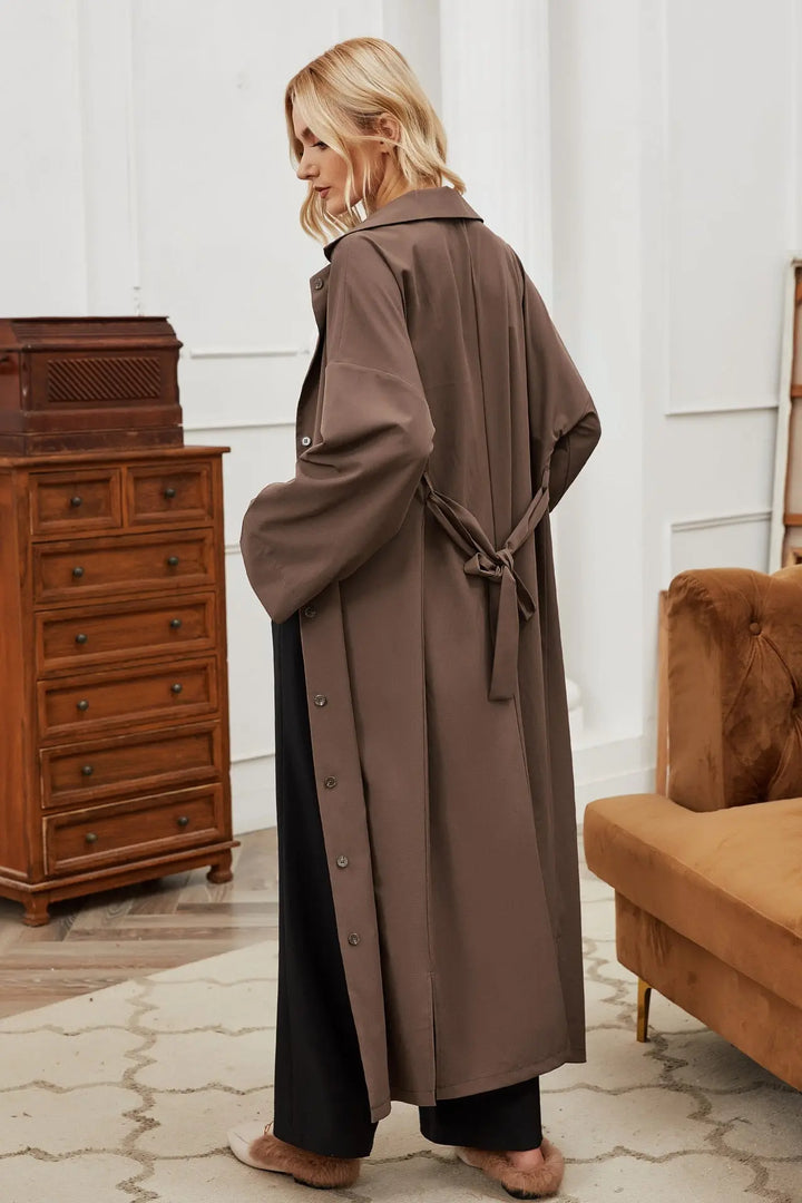 Klassischer langer Trenchcoat mit klarer Silhouette für Frauen Mivona