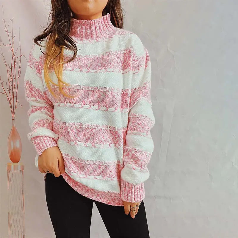 Lockerer gestreifter Strickpullover Für Frauen Mivona