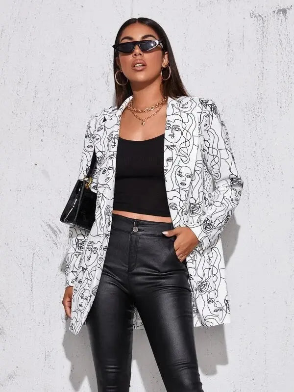 Künstlerisch bedruckter Blazer mit moderner Silhouette für Frauen Mivona