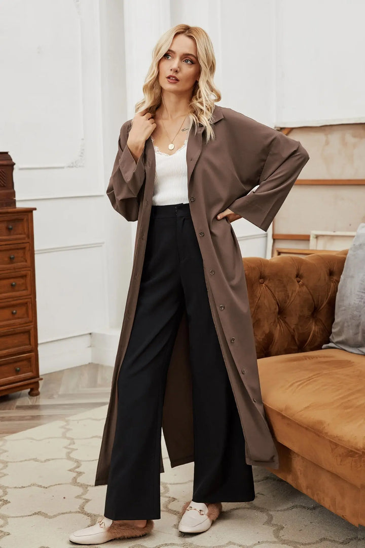 Klassischer langer Trenchcoat mit klarer Silhouette für Frauen Mivona