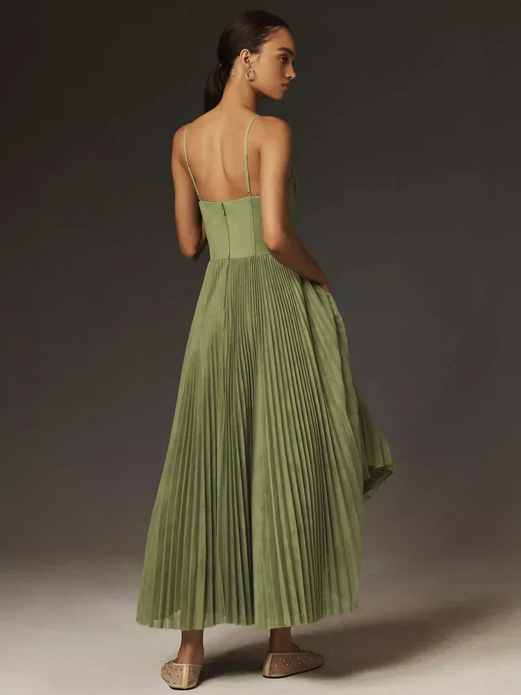 Ausgestelltes Midikleid mit plissiertem Tüll Bustier für Frauen