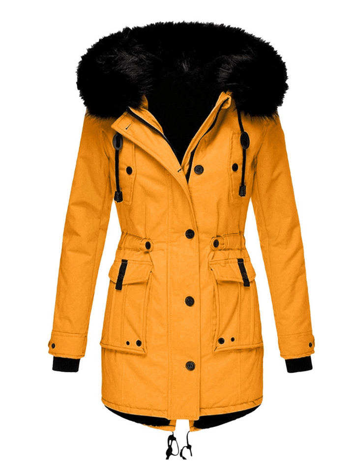 Parka Mantel mit Kapuze und Kunstfell für Winter Damen