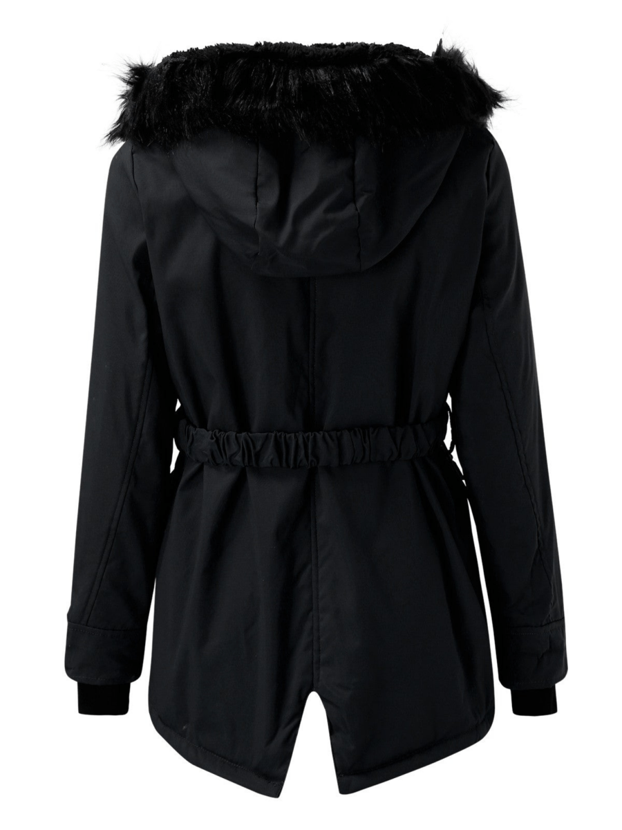 Parka Mantel mit Kapuze und Kunstfell für Winter Damen