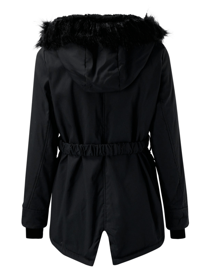 Parka Mantel mit Kapuze und Kunstfell für Winter Damen