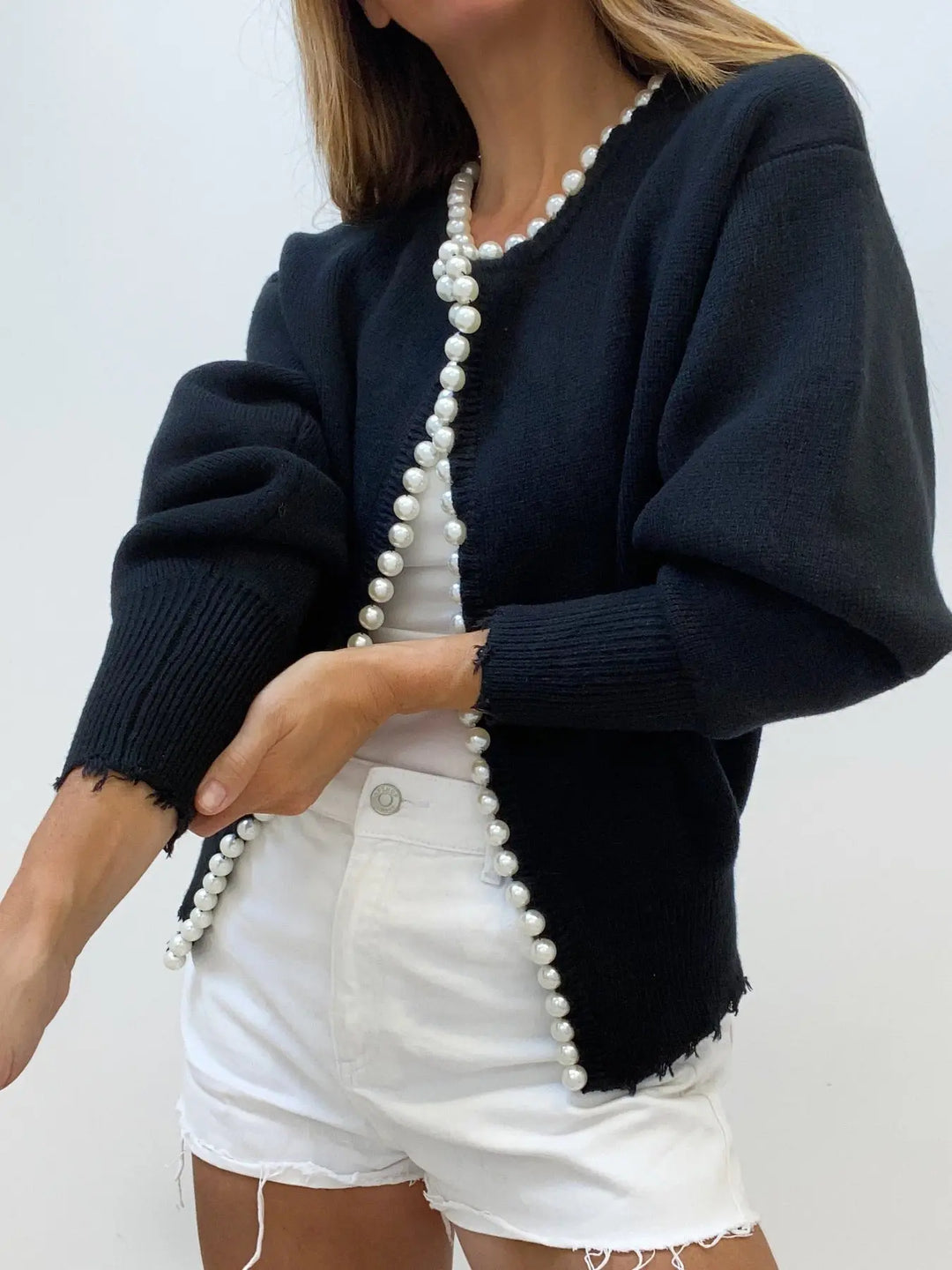 Strick Cardigan mit Perlen und femininer Note für Frauen Mivona