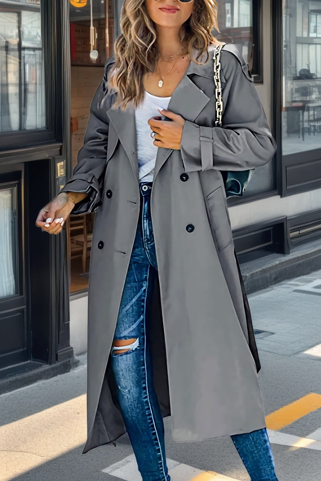 Chicer Trenchcoat Mit Knopfschluss Für Damen