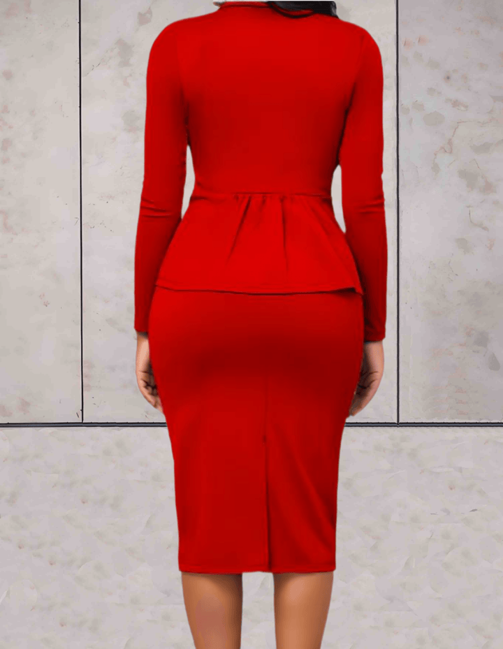 Elegantes und Luxuriöses Rotes Bodycon Set für Frauen