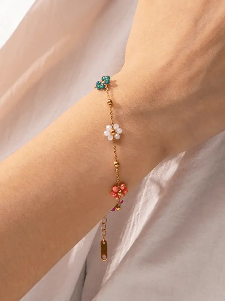 Leuchtendes Blumenarmband in Goldfarbe für Frauen Mivona