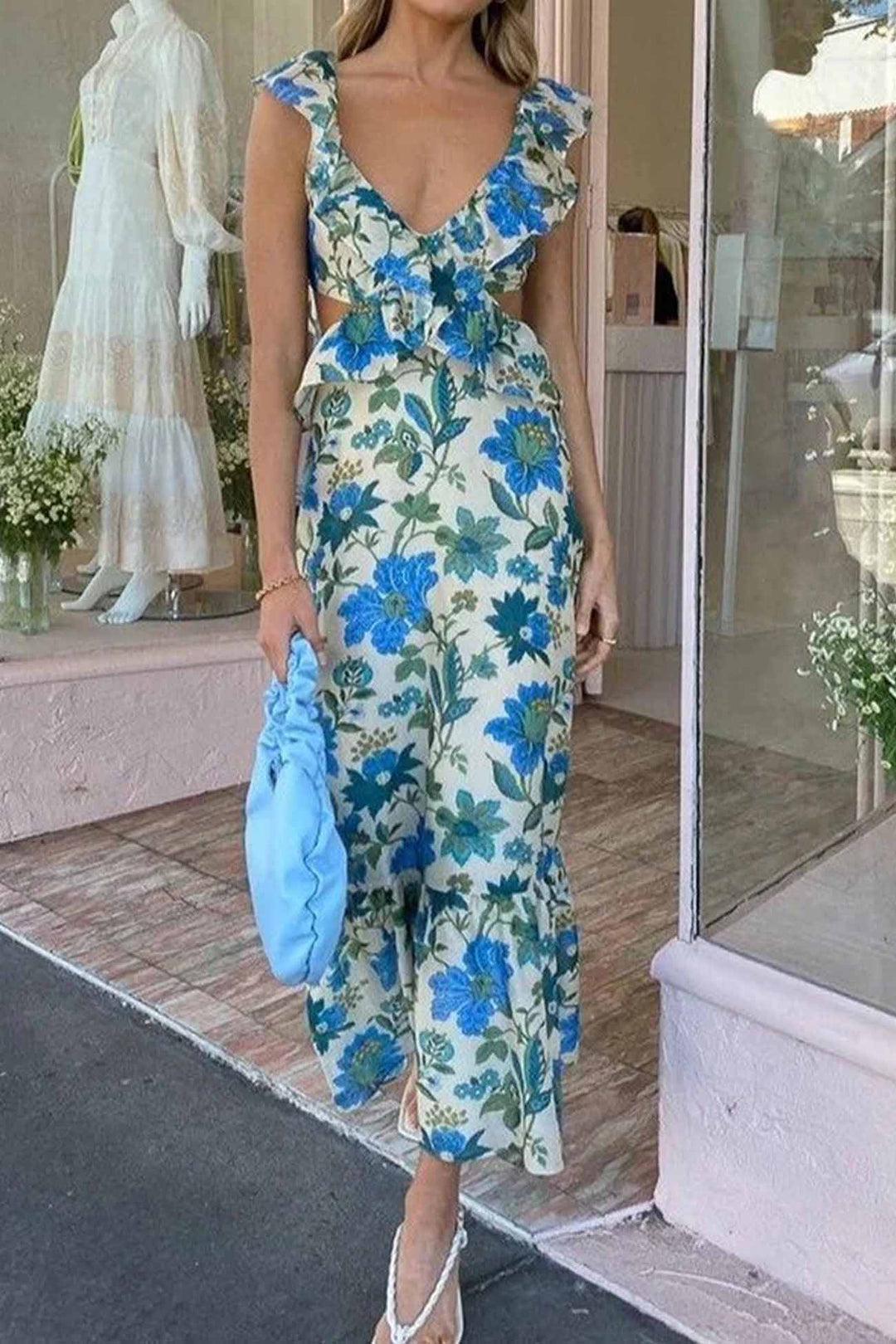 Elegantes Femininer Blumen-Rüschenkleid Für Frauen Mivona