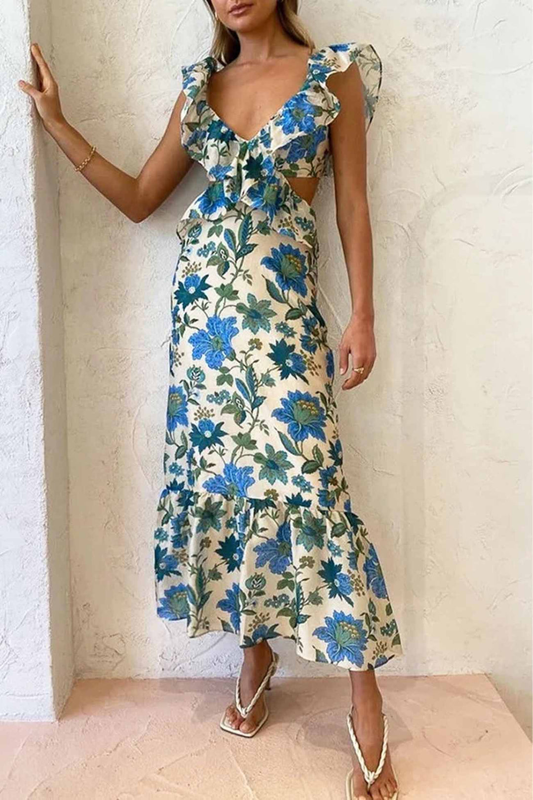 Elegantes Femininer Blumen-Rüschenkleid Für Frauen Mivona