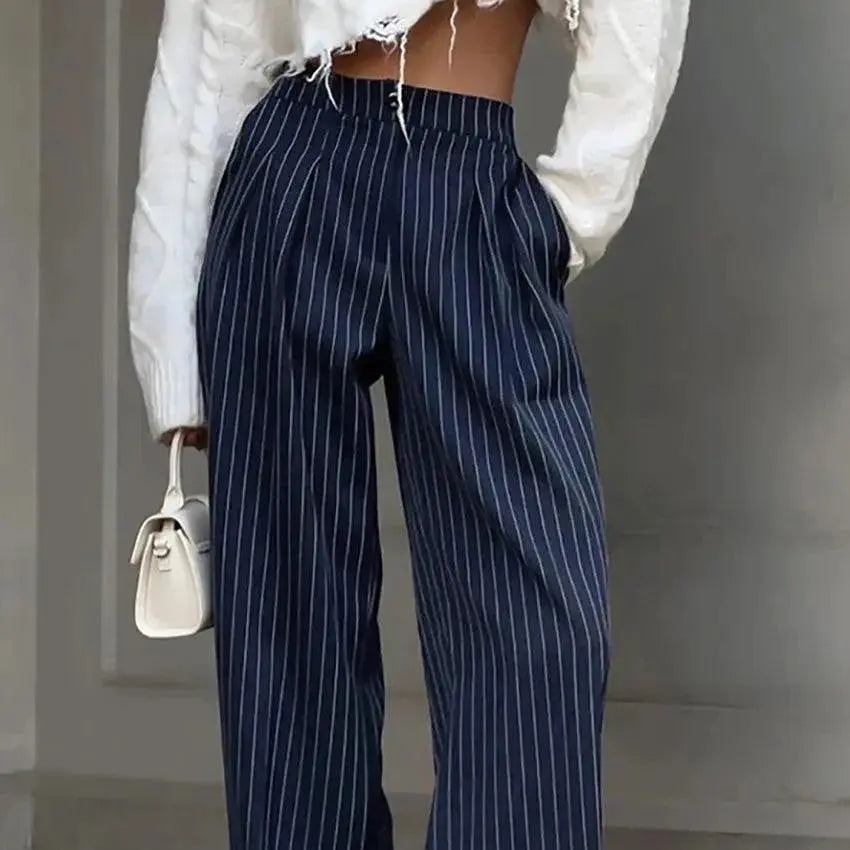 Hoch taillierte Streifenhose mit modernem Chic für Damen Mivona