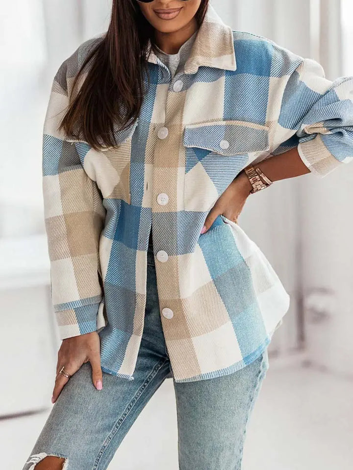 Auffällige oversized karierte Bluse für Damen Mivona