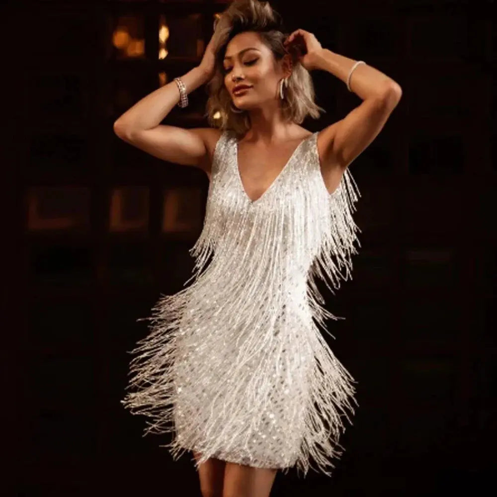 Anspruchsvolles Abendkleid mit Fransenverzierungen für Damen Mivona
