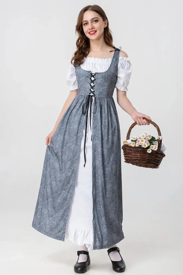 Mittelalterliches Kleid mit Königlichem Design für Frauen Mivona