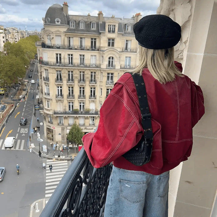 Oversized Vintage Jacke im Leder Look Für Frauen Mivona