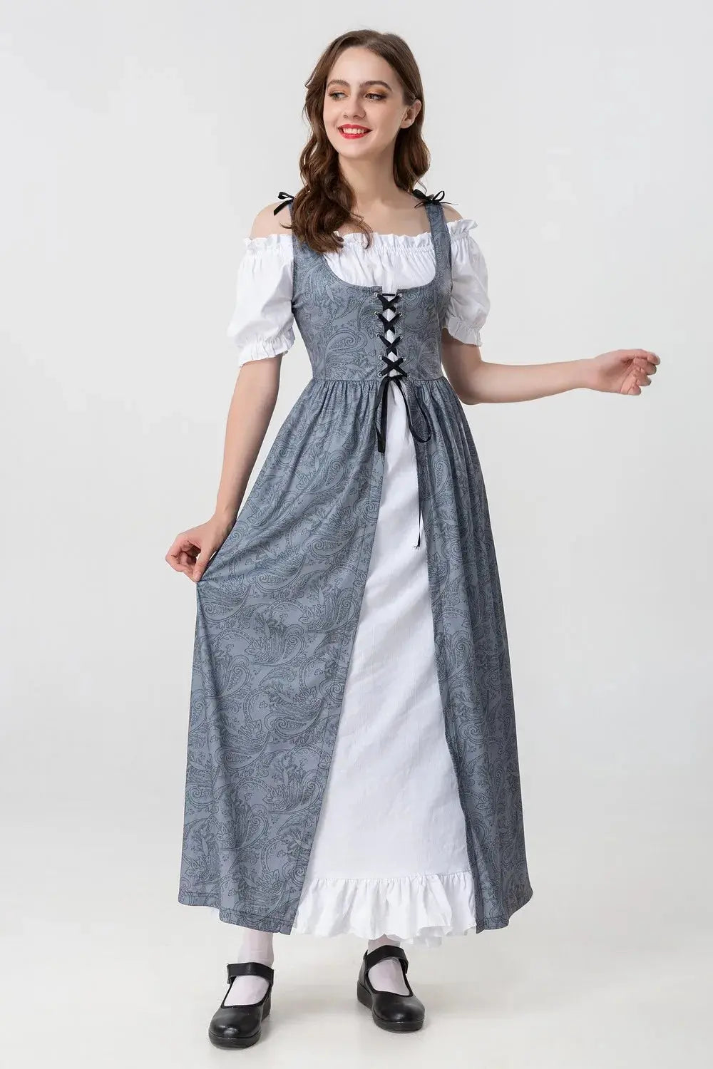 Mittelalterliches Kleid mit Königlichem Design für Frauen Mivona