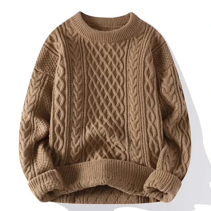 Grobstrick Rundhals Pullover mit Zopfmuster für Herren Mivona