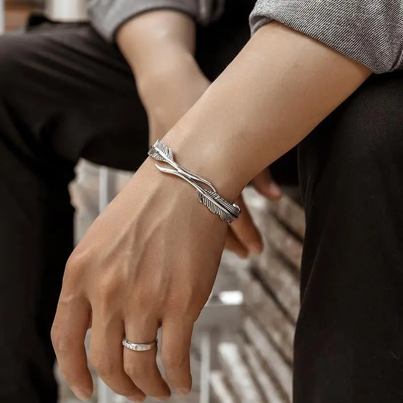 Sterling Silber Feder Manschettenarmband Für Damen Mivona