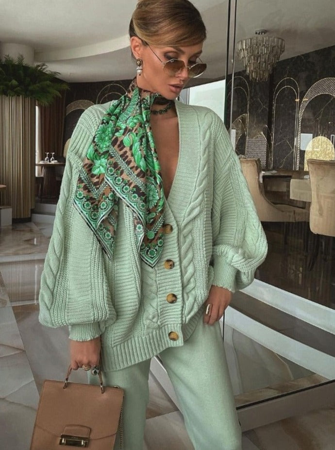 Charmantes 2-teilige Set mit Strickjacke und bequemer Hose Für Frauen Mivona