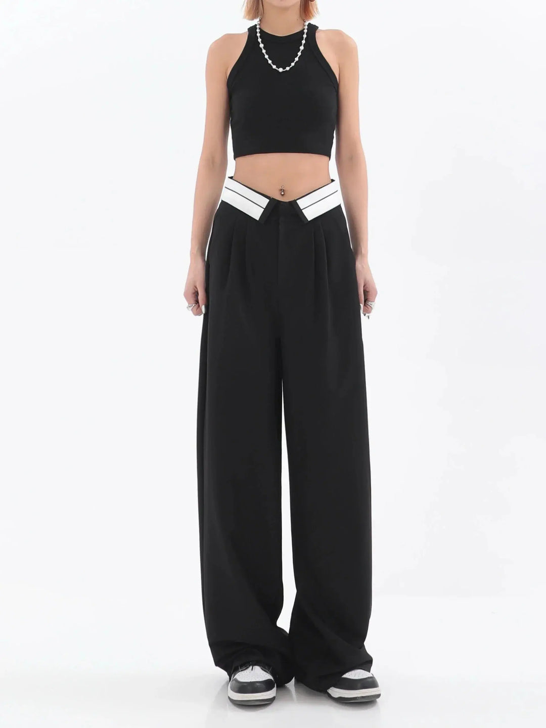 Weite High Waist Hosen für Einen Lässigen Look für Frauen Mivona