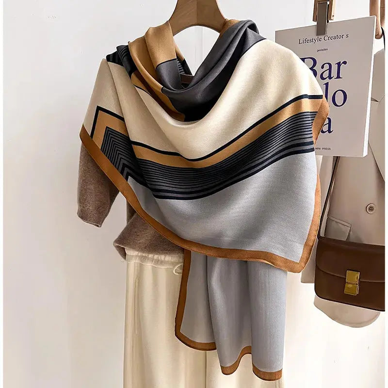 Luxuriöser Woll-Baumwoll-Schal mit elegantem Stil für Damen Mivona