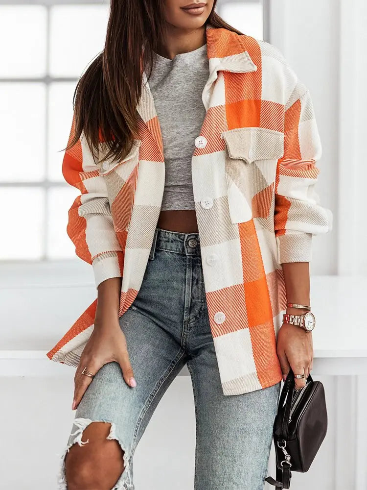 Auffällige oversized karierte Bluse für Damen Mivona