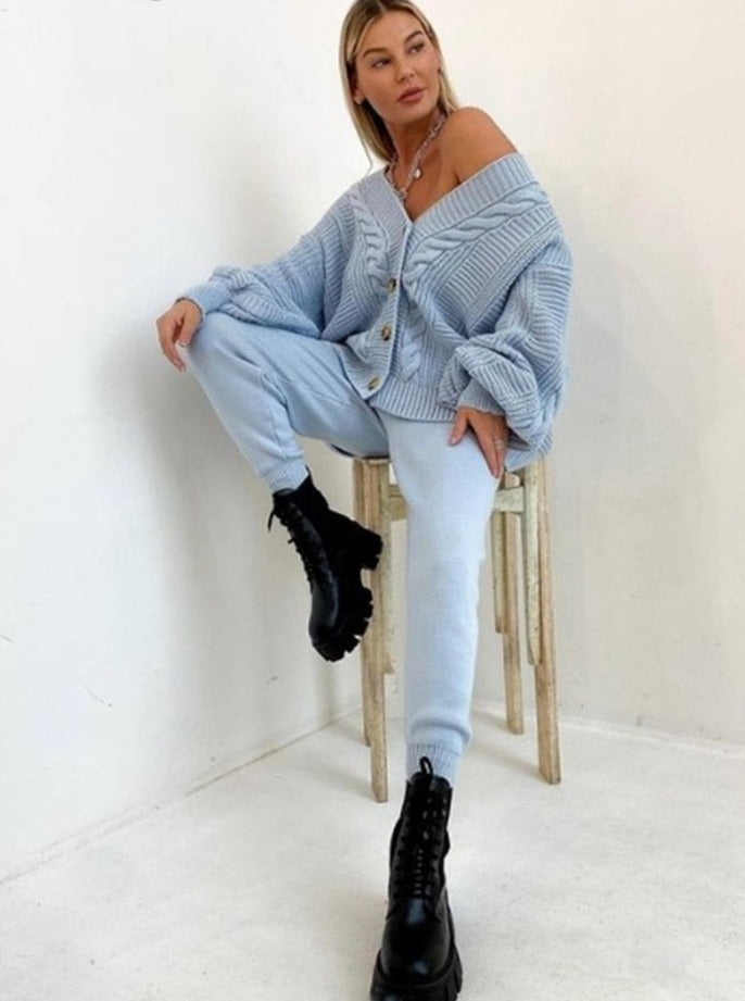 Charmantes 2-teilige Set mit Strickjacke und bequemer Hose Für Frauen Mivona