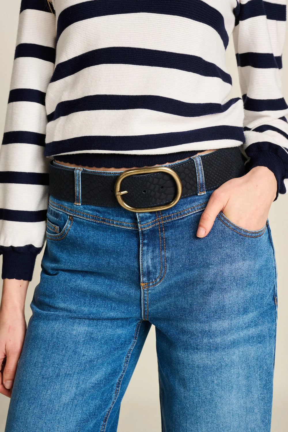 Marineblau mit Goldener Schnalle Für Frauen Mivona