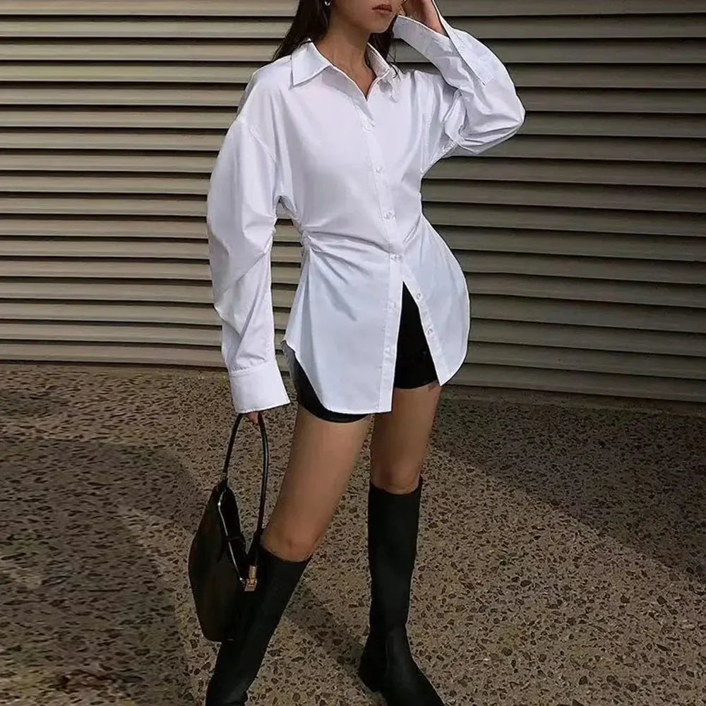 Knopfbluse mit Schlitz und anspruchsvollem Design für Damen Mivona