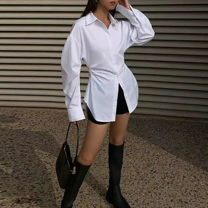 Knopfbluse mit Schlitz und anspruchsvollem Design für Damen Mivona
