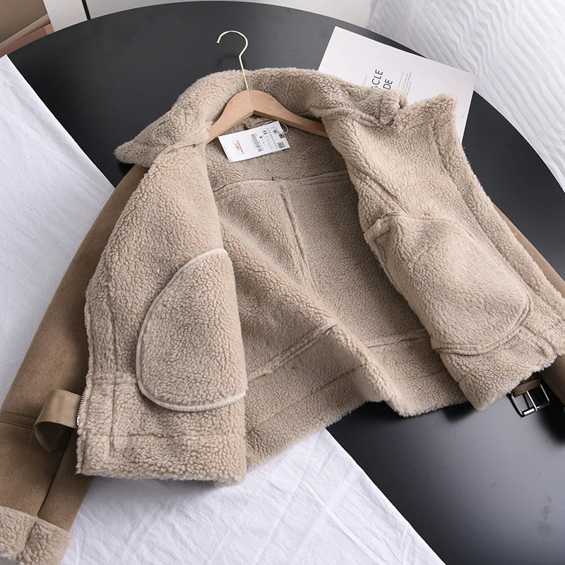 Aviator Jacke Sherpa Gefüttert Stylische Winterkleidung Damen