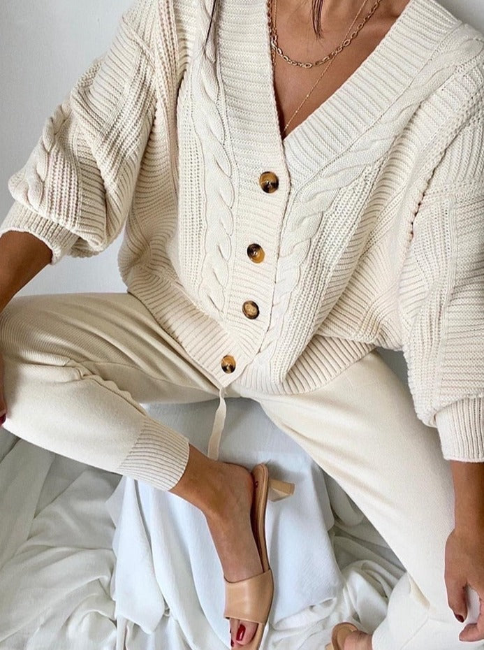 Charmantes 2-teilige Set mit Strickjacke und bequemer Hose Für Frauen Mivona