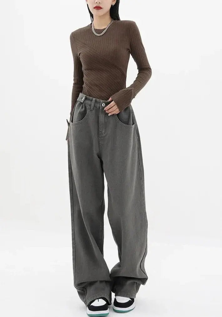 Lässige High Waist Jeans mit Bequemer Passform für Frauen Mivona