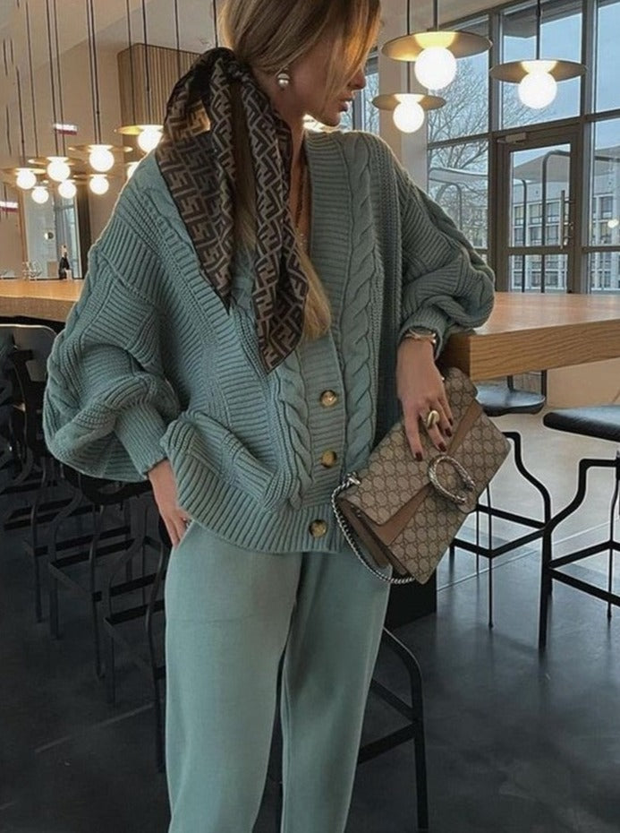 Charmantes 2-teilige Set mit Strickjacke und bequemer Hose Für Frauen Mivona