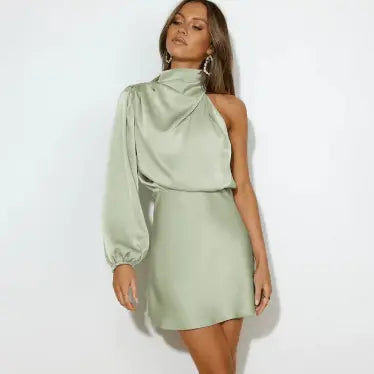 Stilvolles One Shoulder Satinkleid für Frauen Mivona