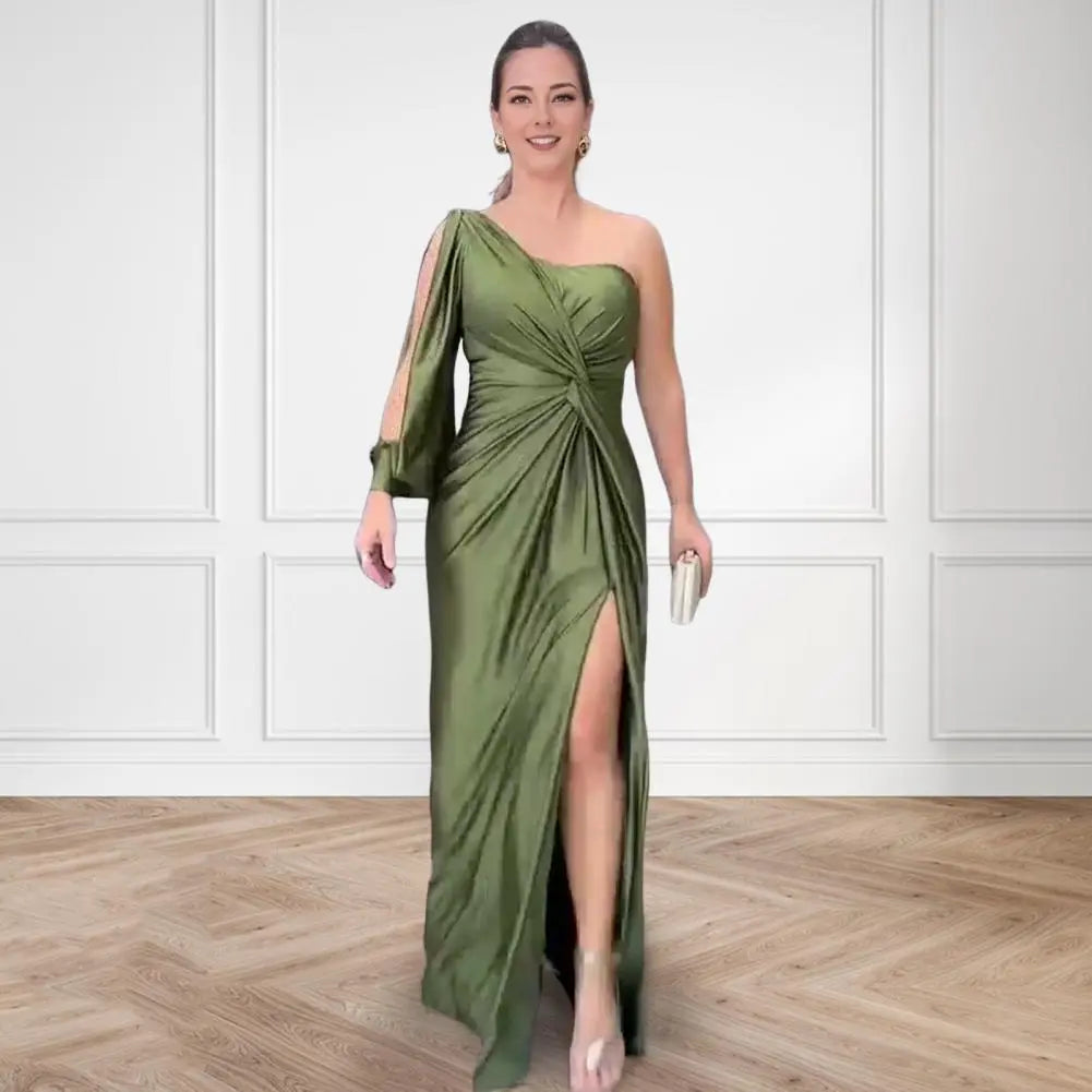 Elegantes One Shoulder Abendkleid mit Hohem Schlitz für Frauen Mivona