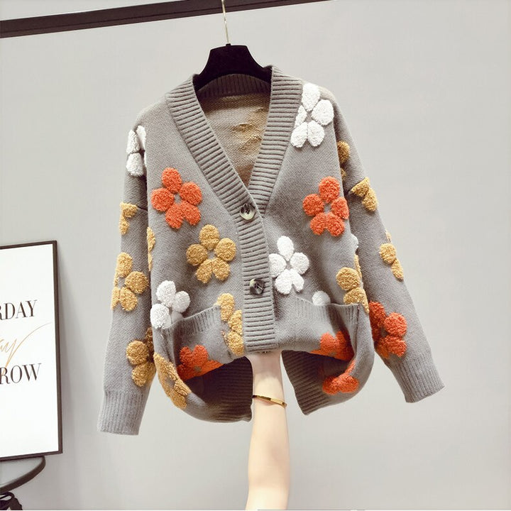 Warmer Damen-Cardigan mit Blumendesign Für Gemütlichen Stil Mivona