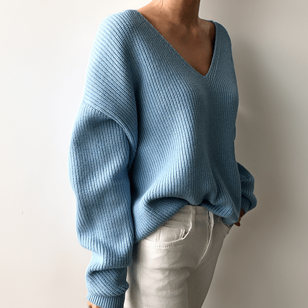 Bequemer V-Ausschnitt-Pullover Für Mühelose Wärme Für Frauen Mivona