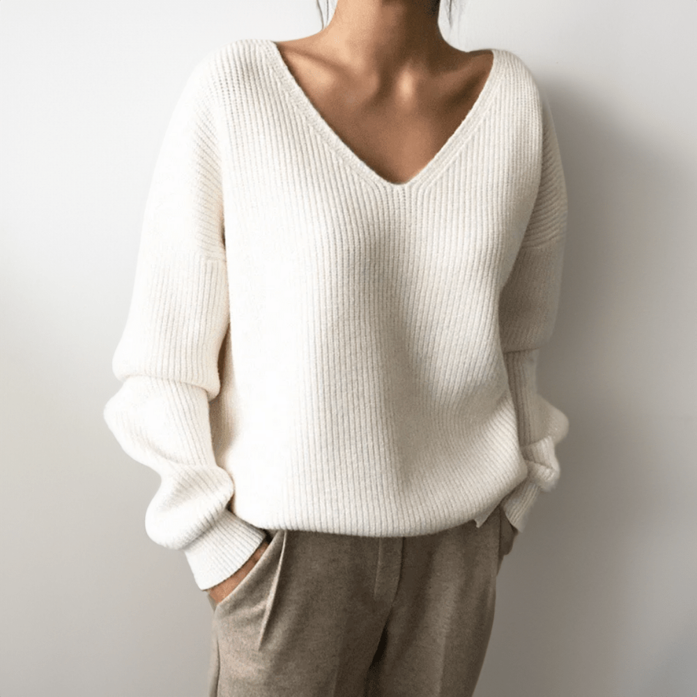 Bequemer V-Ausschnitt-Pullover Für Mühelose Wärme Für Frauen Mivona