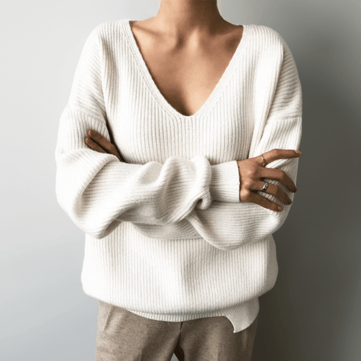 Bequemer V-Ausschnitt-Pullover Für Mühelose Wärme Für Frauen Mivona