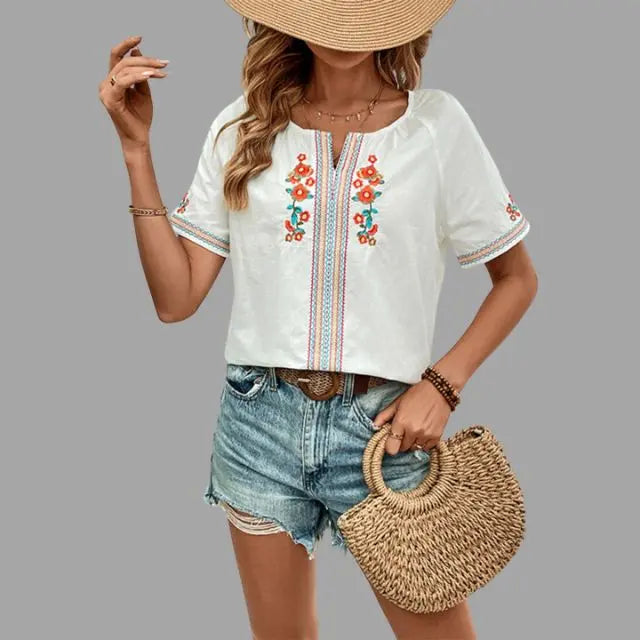 Boho Shirt mit Rüschen und romantischem Fluss für Frauen Mivona
