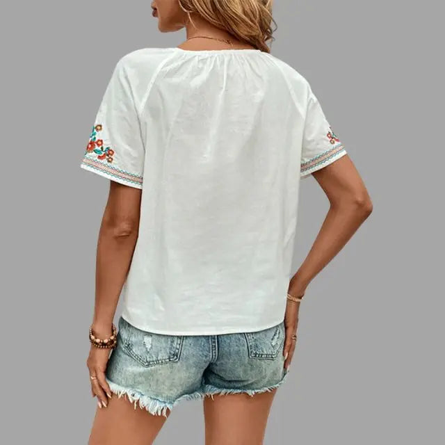 Boho Shirt mit Rüschen und romantischem Fluss für Frauen Mivona
