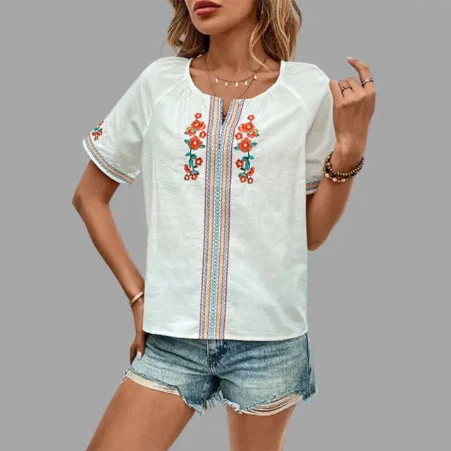 Boho Shirt mit Rüschen und romantischem Fluss für Frauen Mivona