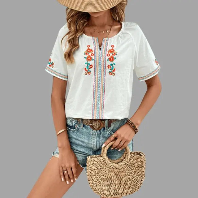 Boho Shirt mit Rüschen und romantischem Fluss für Frauen Mivona