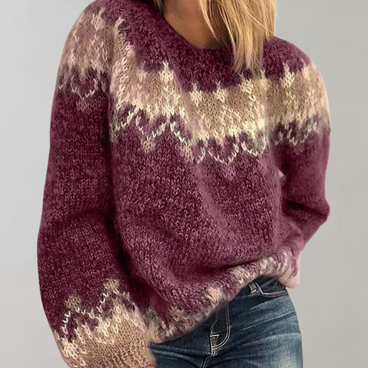 Damen Strickpullover mit Muster Gemütlicher Winterpullover
