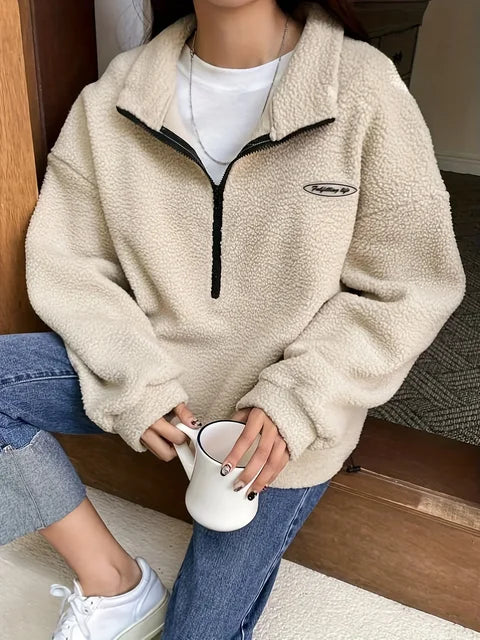 Stilvolles Pullover-Zipper-Sweatshirt Mit Kapuze Für Frauen Mivona
