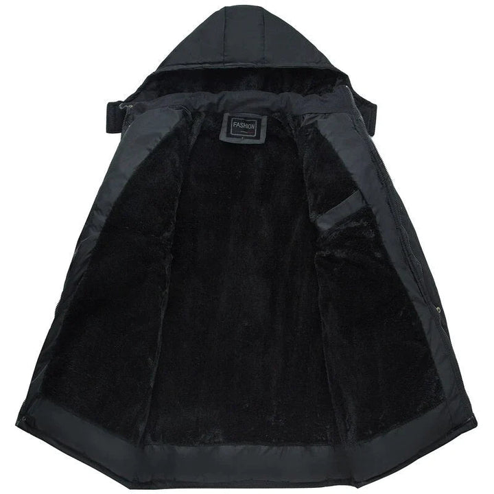 Herren Wintermantel Mit Kapuze Und Reißverschluss Frontdesign